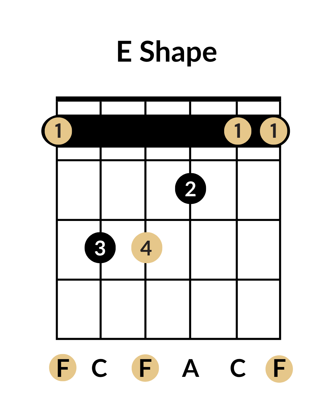 E shape Chord guitar