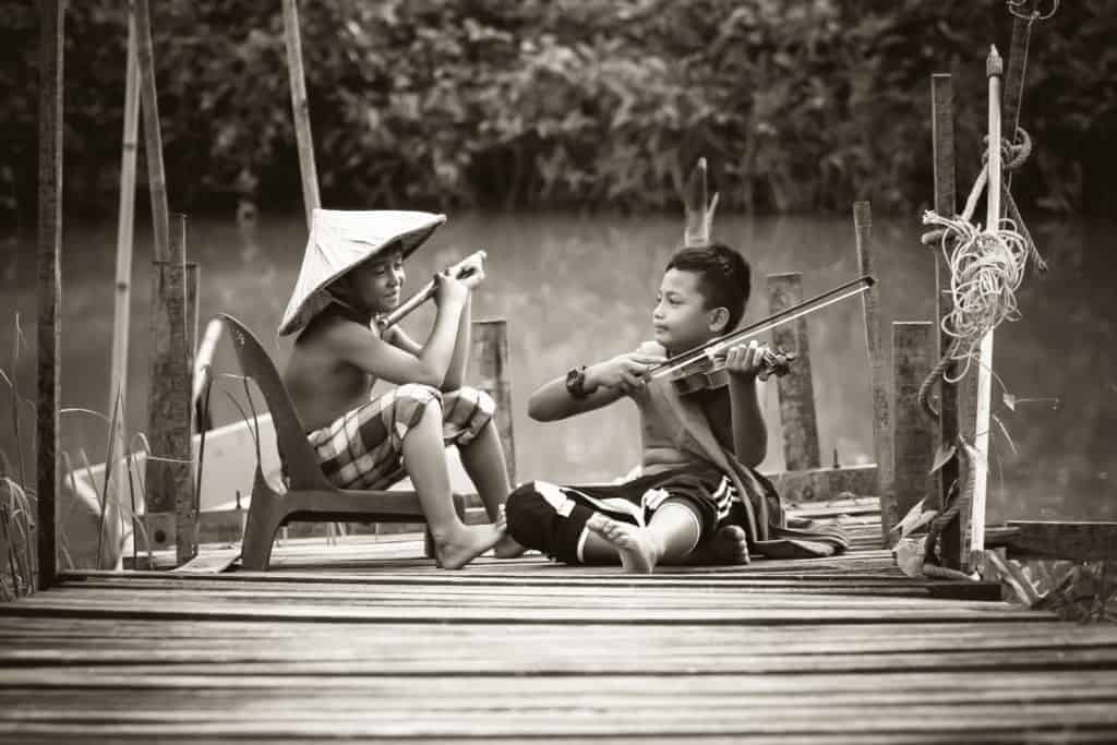 kids playing music instrument