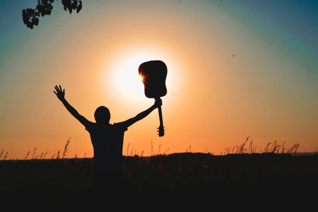 guitar happy sunset